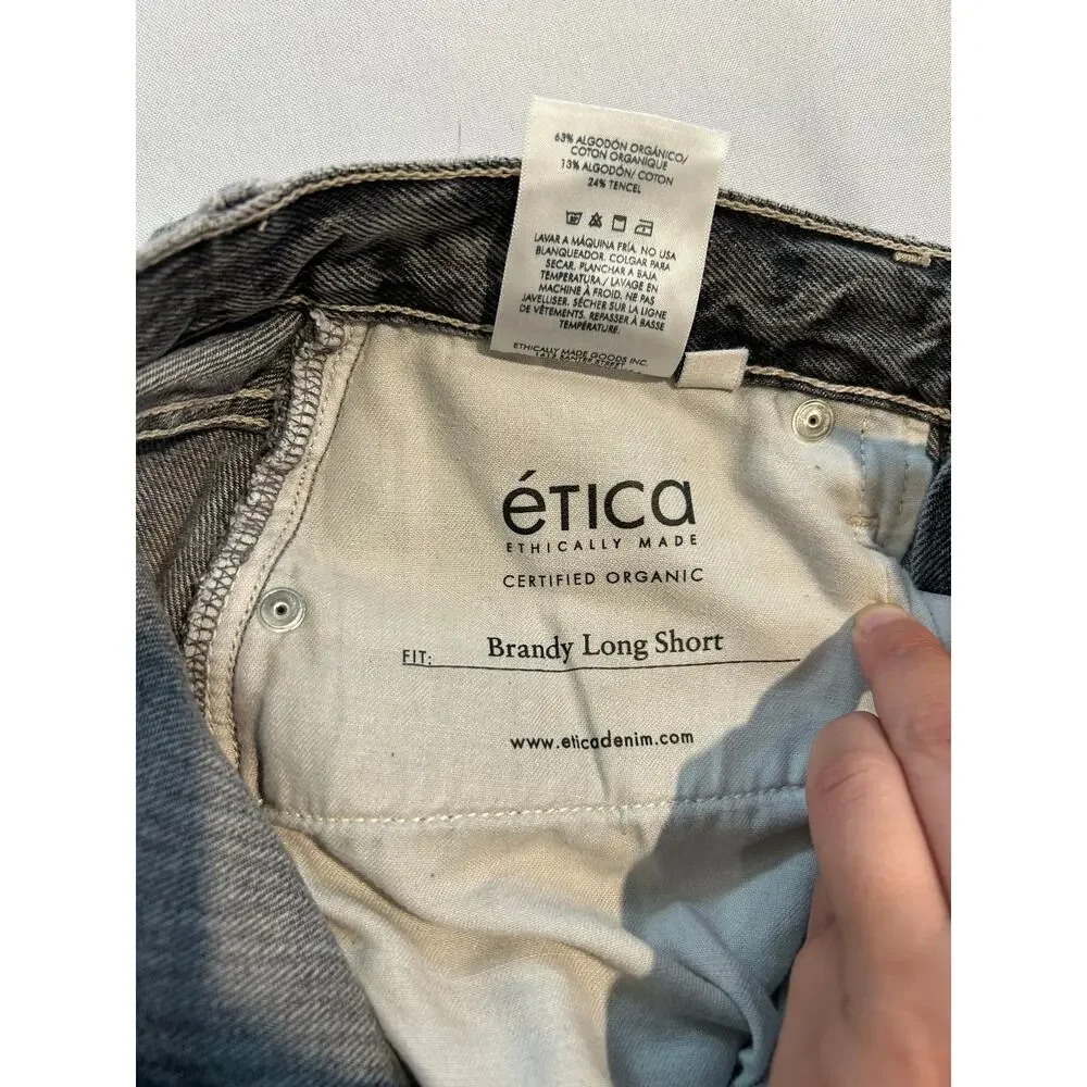 Etica Brandy Long Short Denim Bermuda Gray Quartzsite Size 24